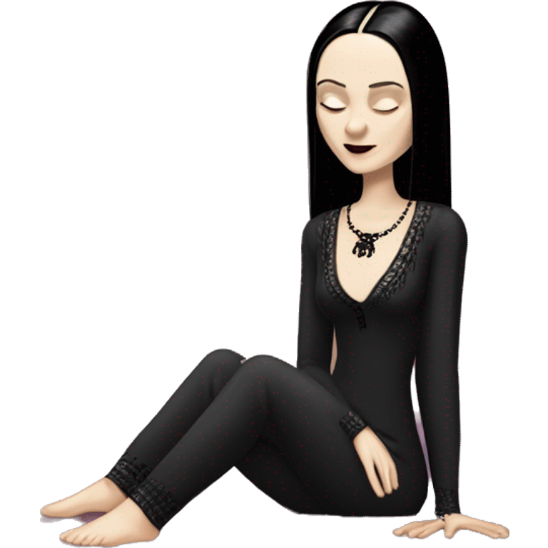 Attractive Wednesday Addams dressing and acting like Hot Morticia Addams. Both lounging around in saggy silk pajamas. emoji