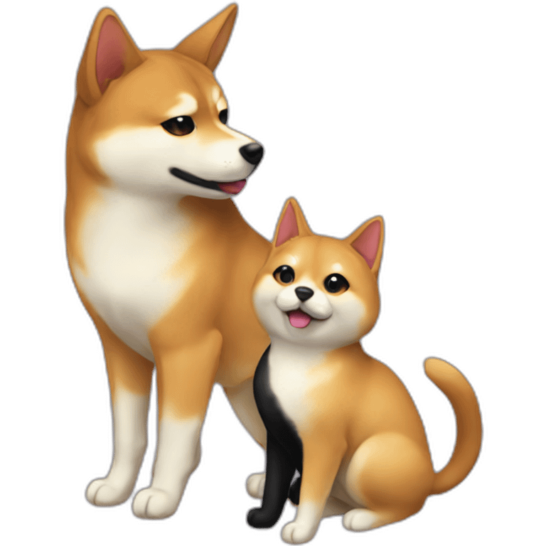 shibainu and black cat being-in-love emoji