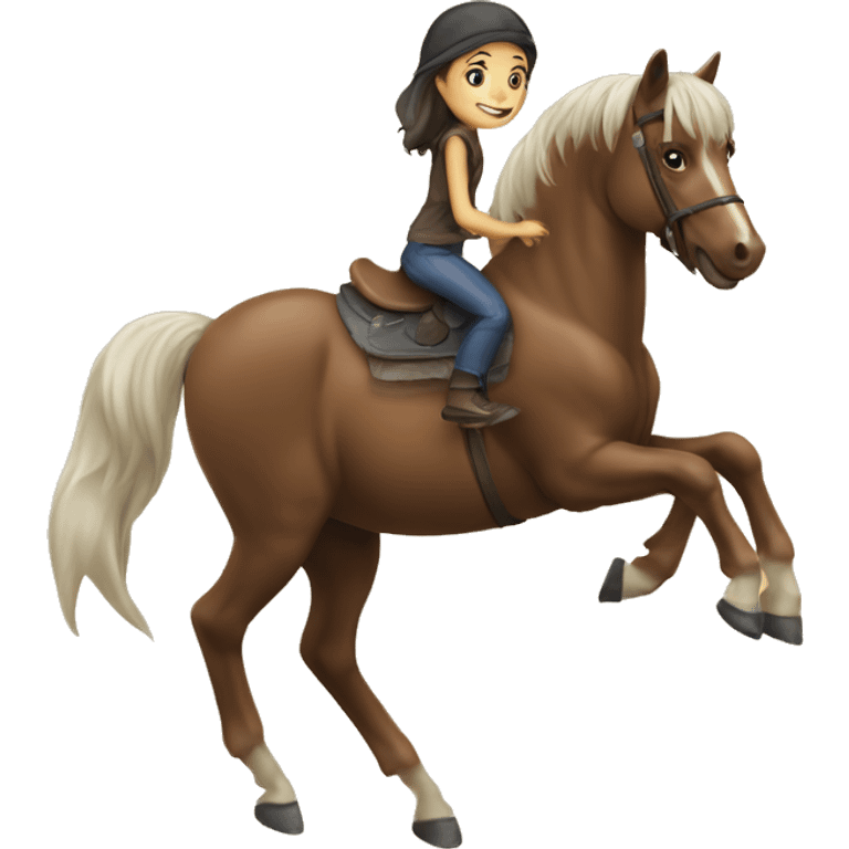 ragazza che cavalca un cavallo  emoji