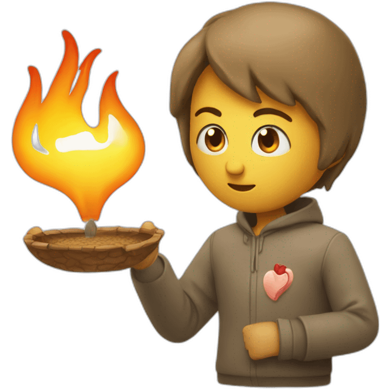 Coeur enflammé avec un pensemen  emoji