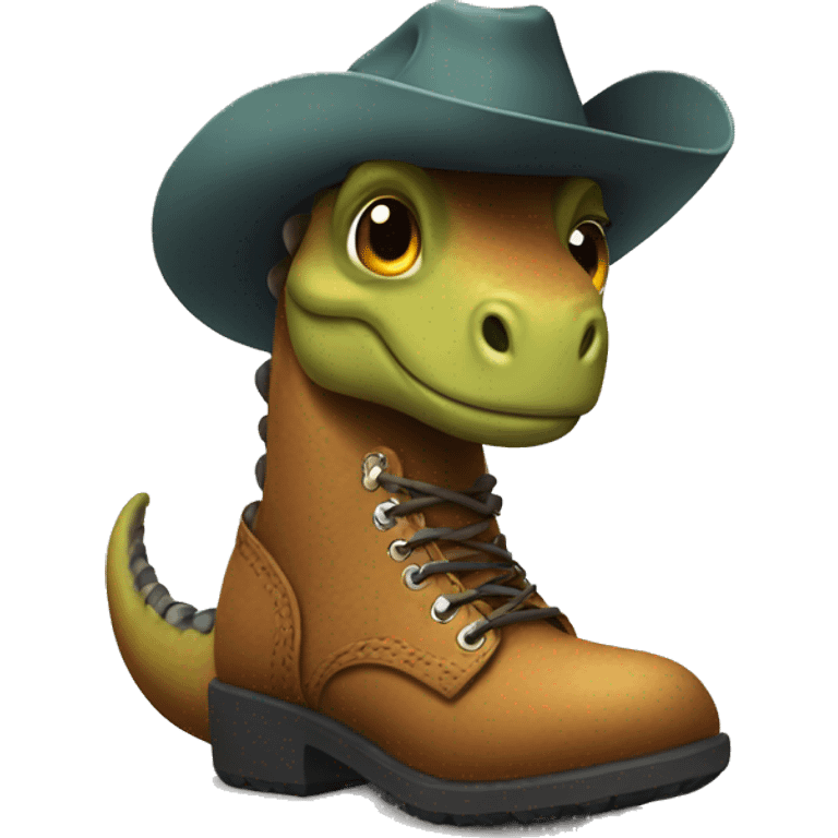 Dinosaur wearing western boots emoji