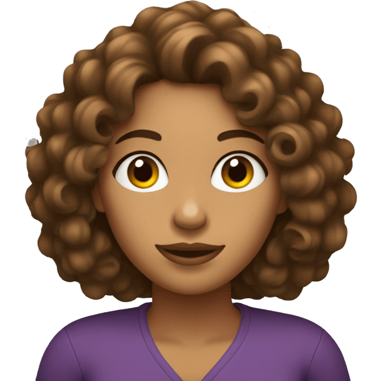 woman with brown skin curly hair listening to the radio emoji