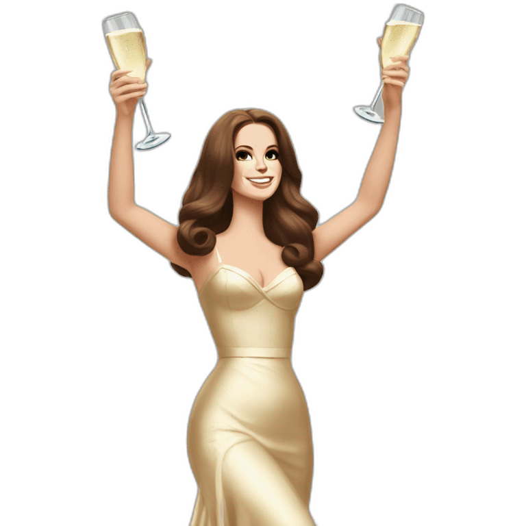 Lana del Rey cheering up with champagne over head emoji