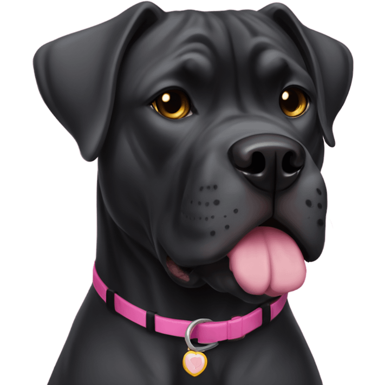  Black Cane Corso and pit mix dog with pink collar emoji