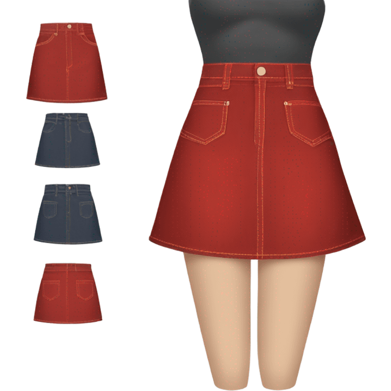 Realistic A-line high waisted red denim skirt, isolated emoji