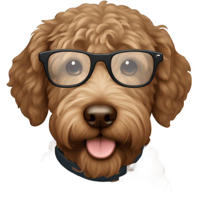 Labradoodle wearing glasses brown emoji