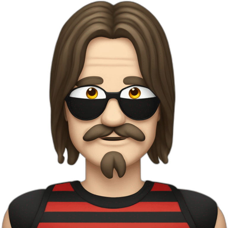 ozzy osbourne with long moustache and striped black and red tank top emoji