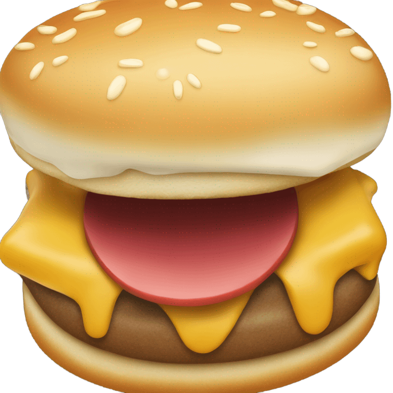 Generate a sleepy cheeseburger emoji with droopy eyes, a tiny yawn, and a slightly messy look. emoji