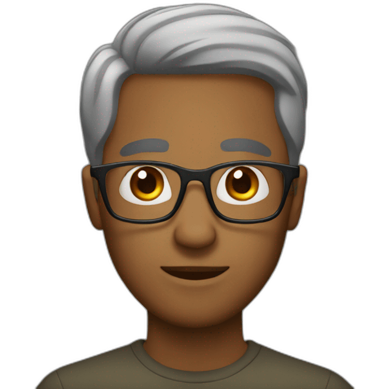 Brown man with glasses who thinks emoji