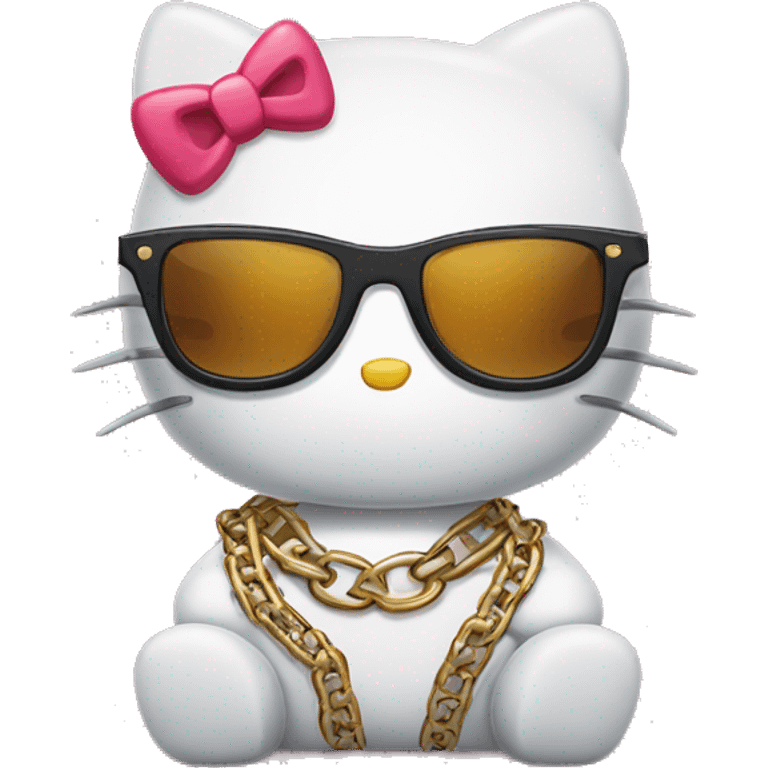 Hello kitty wearing sunglasses and chains emoji