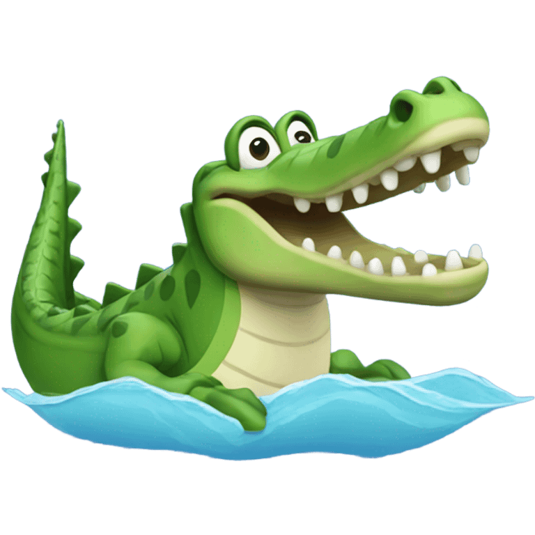 Waving crocodile swimming  emoji