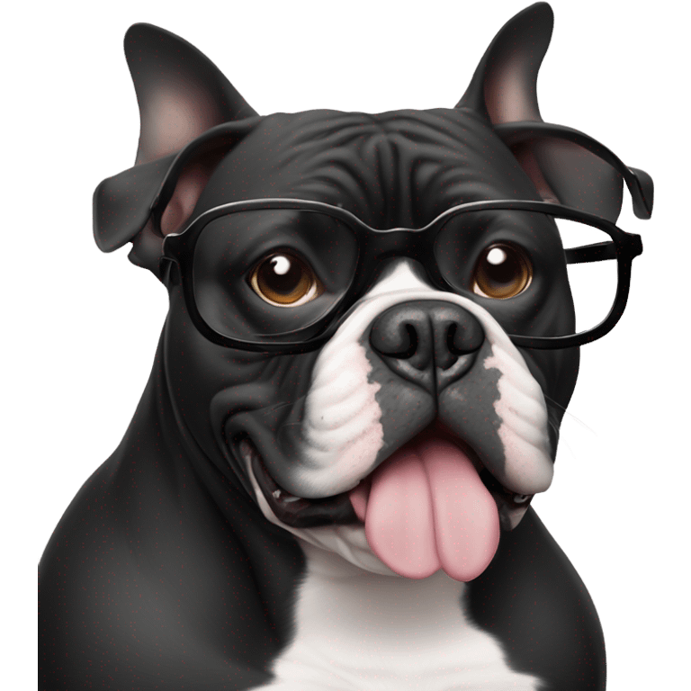 99% Black American Bully with nerd glasses emoji