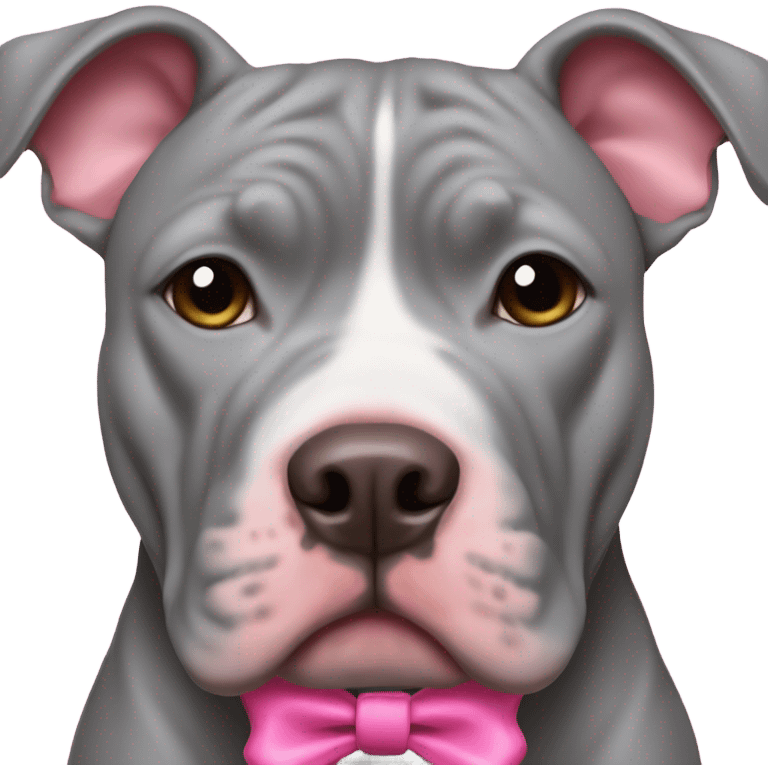 All grey Grey Pitbull with pink bow on ears emoji