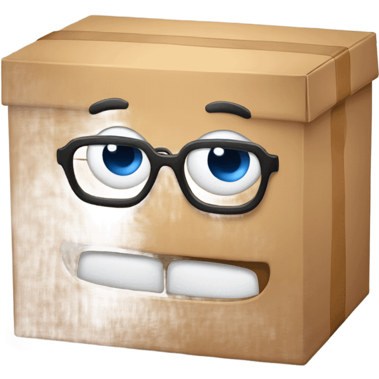 caja inteligente con lentes encima de un corazon grande  emoji