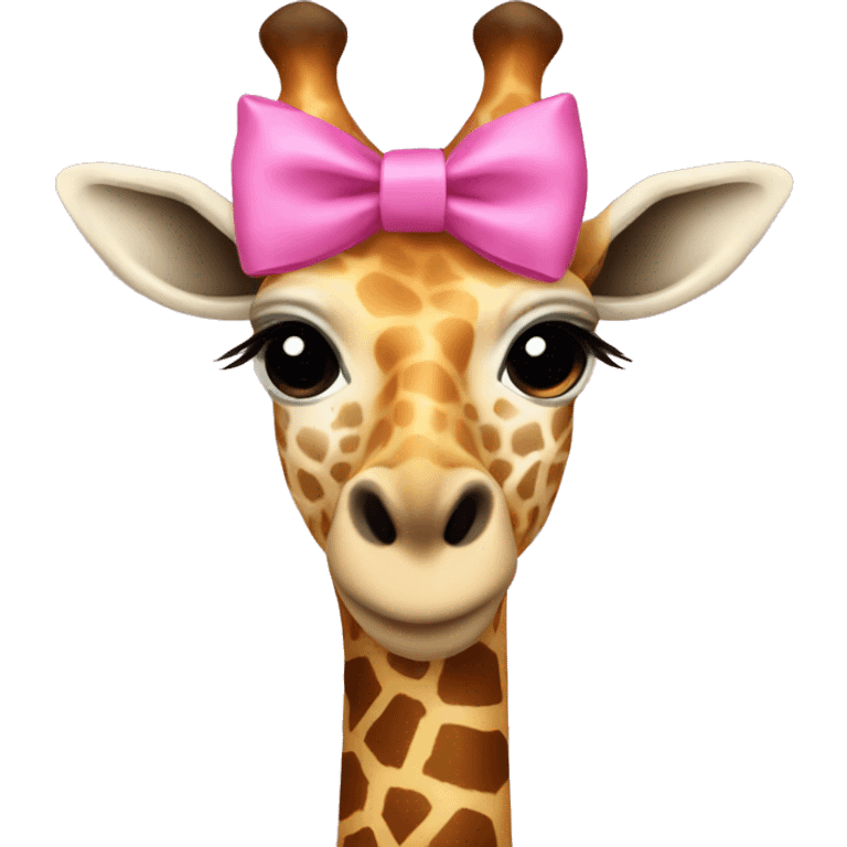 giraffe with a pink bow on head emoji