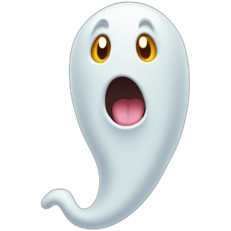 a funny little ghost who sticks out his tongue emoji