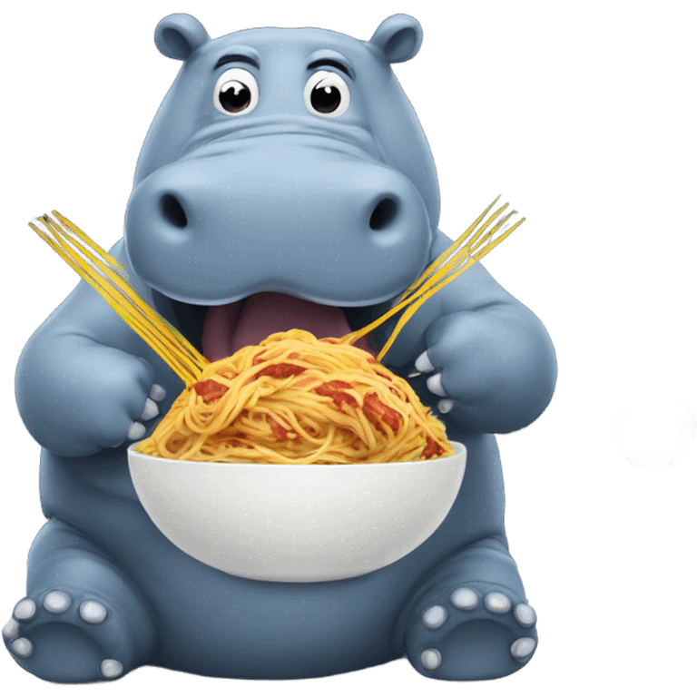 Hippo eating spaghetti on the moon emoji