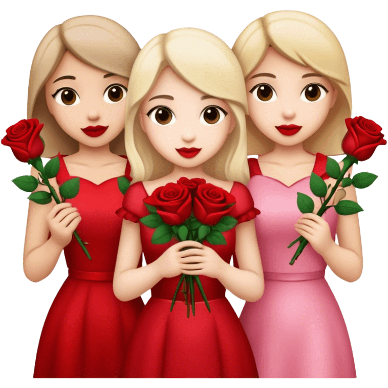 3 pretty girls on Valentine’s Day  emoji