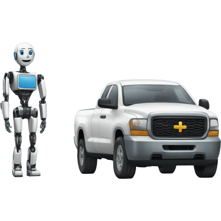 Pickup truck with a robot emoji