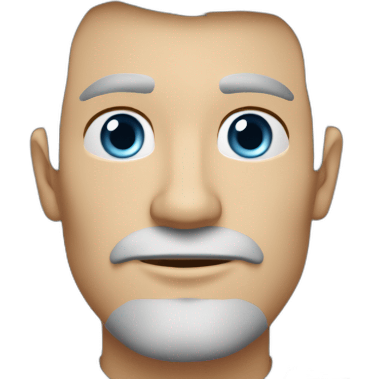 Scandinavian man, age in 40s, blue eyes, dark grey hair, short hair on the sides, more hair on the top large lips, slim face, dark tshirt, light eyebrows emoji