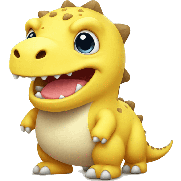 Super cute Yellow chubby dino with round head emoji