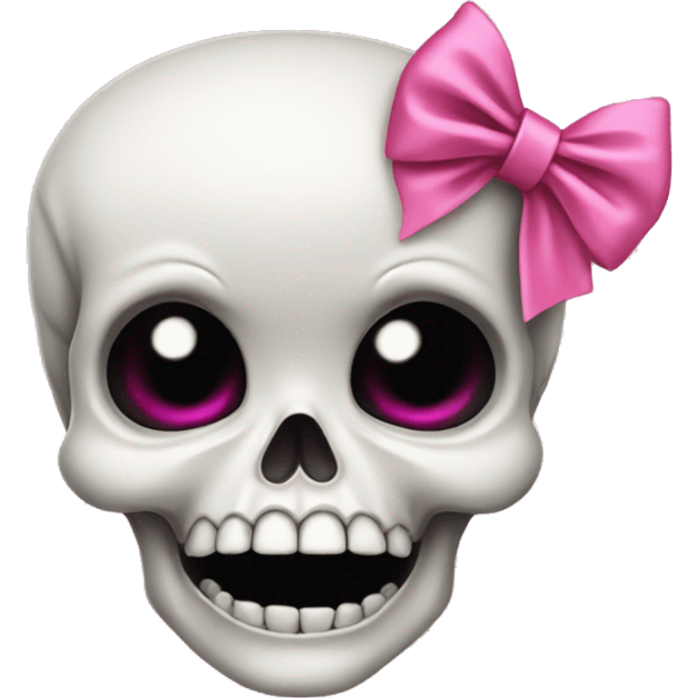 Coquette skull crying with a pink bow emoji