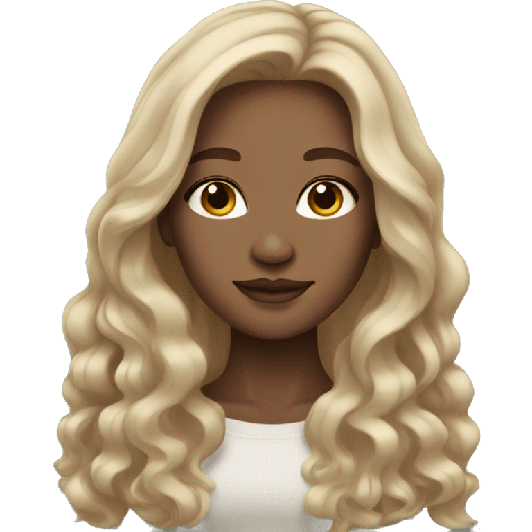 Beautiful woman with light skin, brown eyes, dark brown long wavy hair emoji