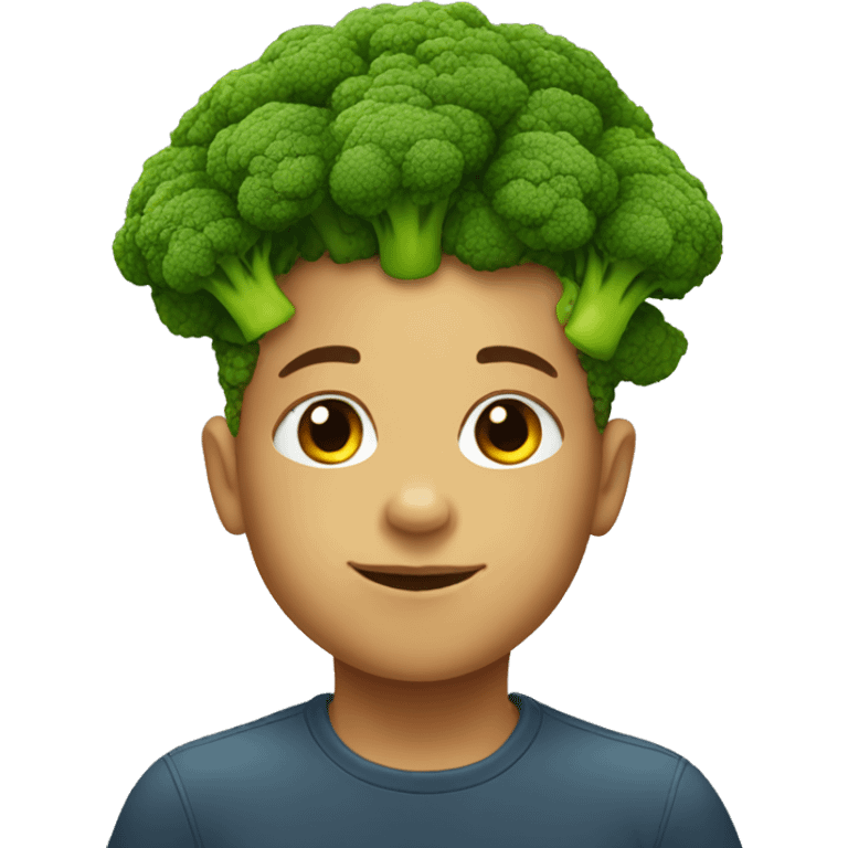 Kid with broccoli as hair emoji