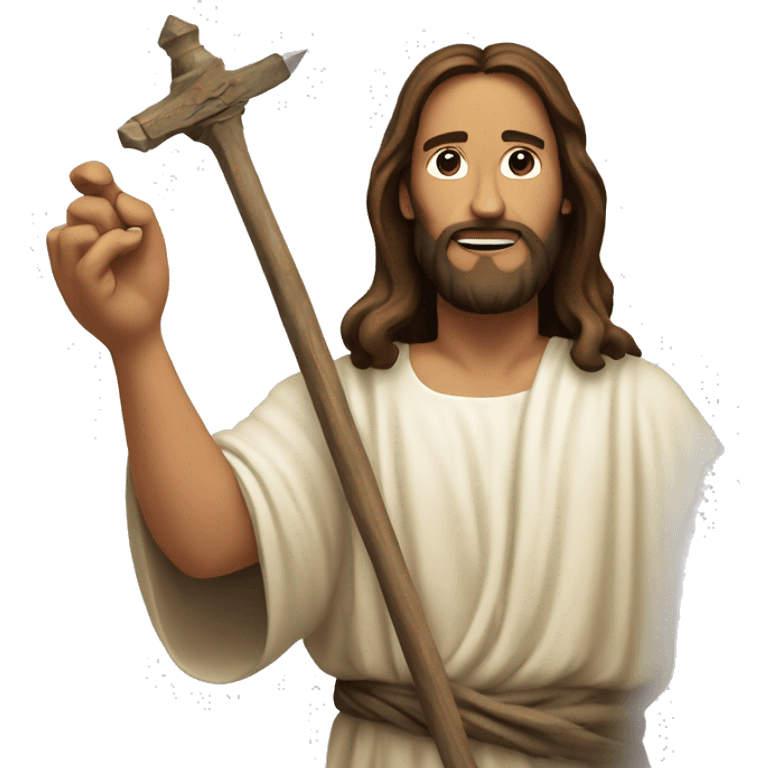 Jesus holding a giant nail  emoji