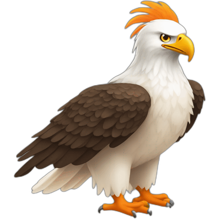 full body Eagle With only orange and white colors emoji