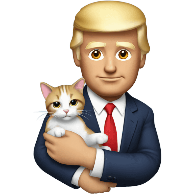 Donald Trump holding a cat emoji