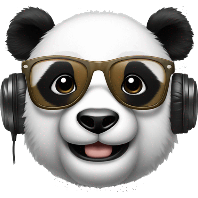 Panda with headphones and cool eyeglases emoji