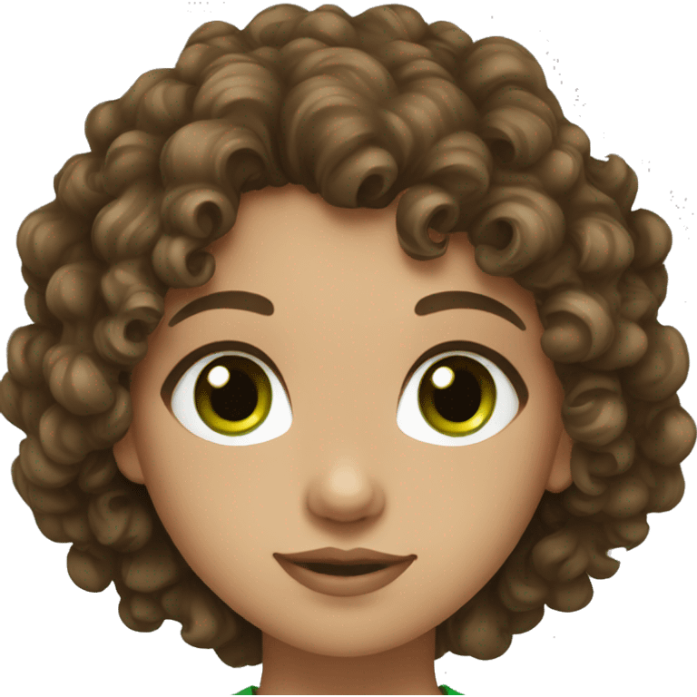 Brown hair Curly girl with green eyes emoji