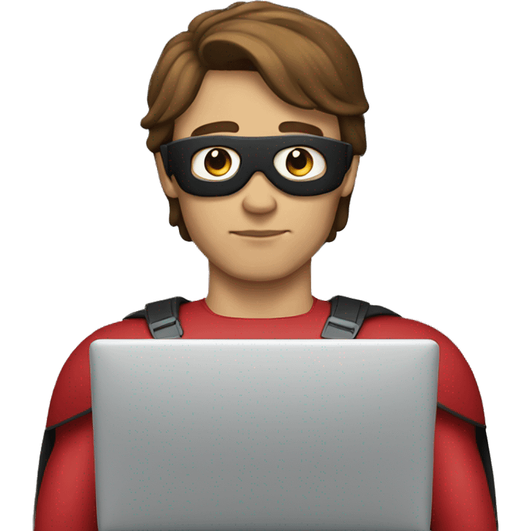 superhero at the laptop with brown hair emoji