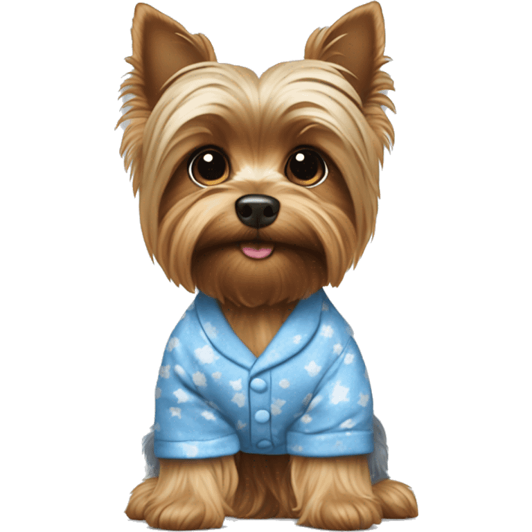 Yorkie wearing blue pajamas  emoji