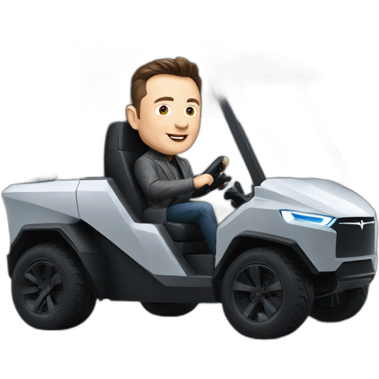 Elon musk riding in a Tesla cyber truck  emoji