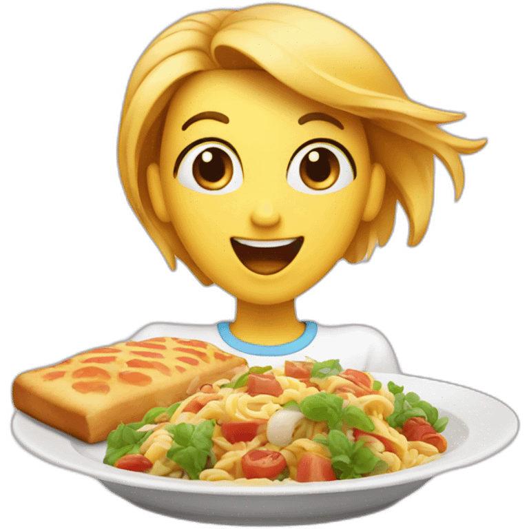 excited eyes looking at a plate of delicious food emoji