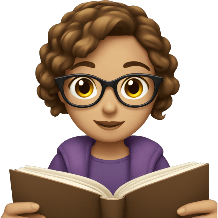 girl with brown hair reading a book emoji