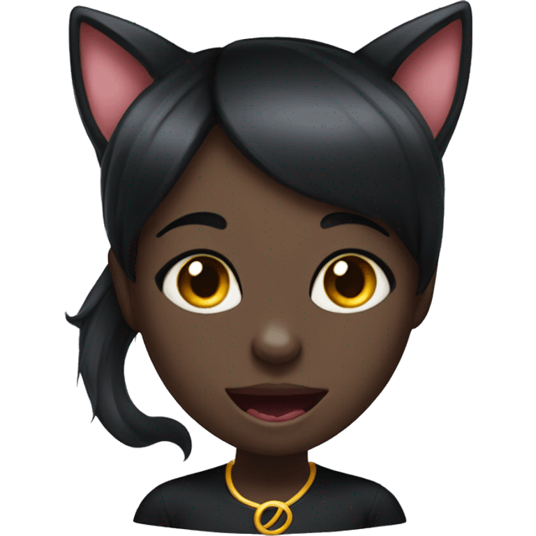 Black cat girl with her tongue sticking out emoji