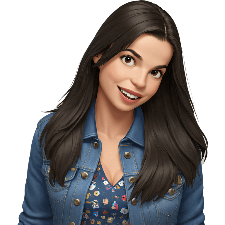 smiling girl in denim jacket emoji