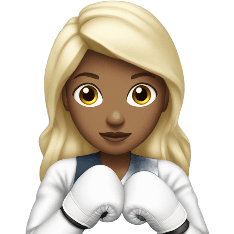 Boxing blonde girl with white gloves emoji