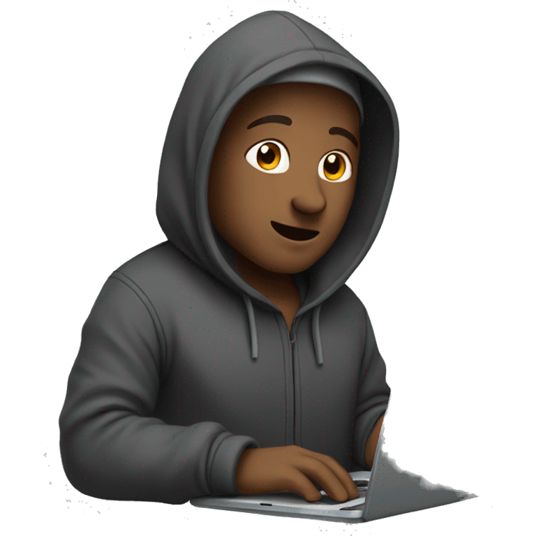 person in a hoodie using a laptop emoji