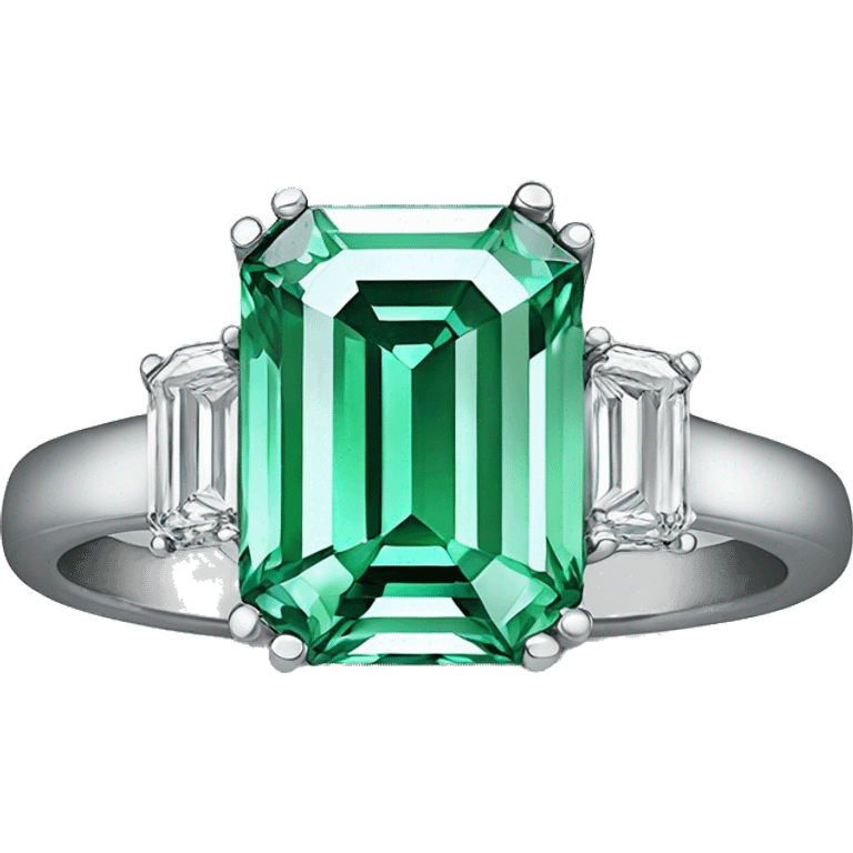 Emerald cut diamond ring silver emoji