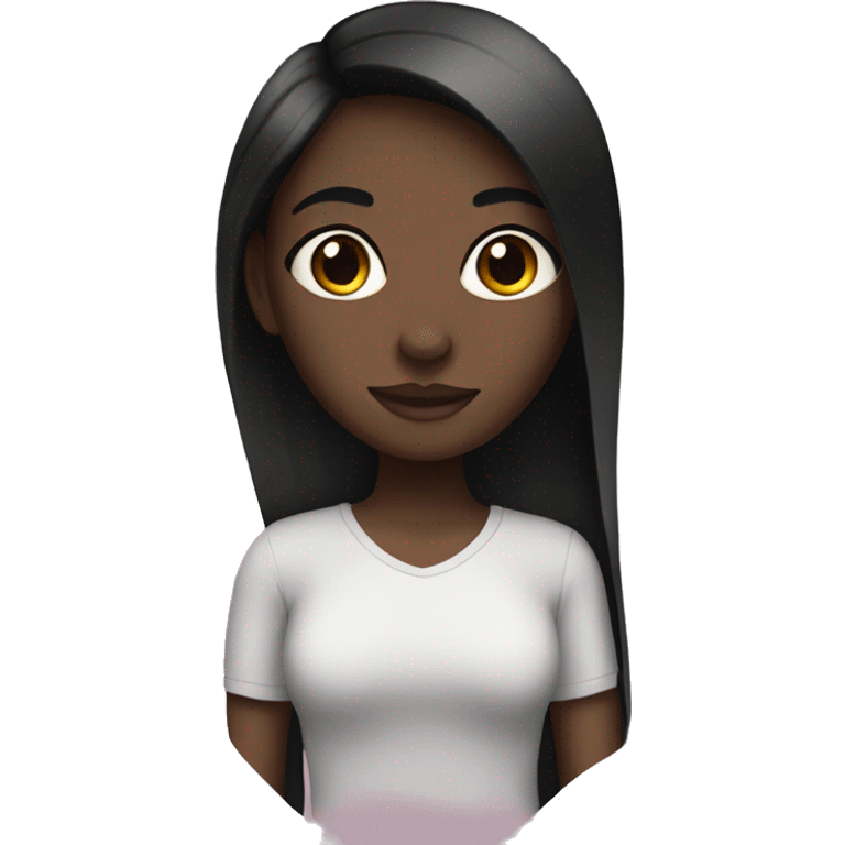 A girl with dark skin and straight black hair emoji