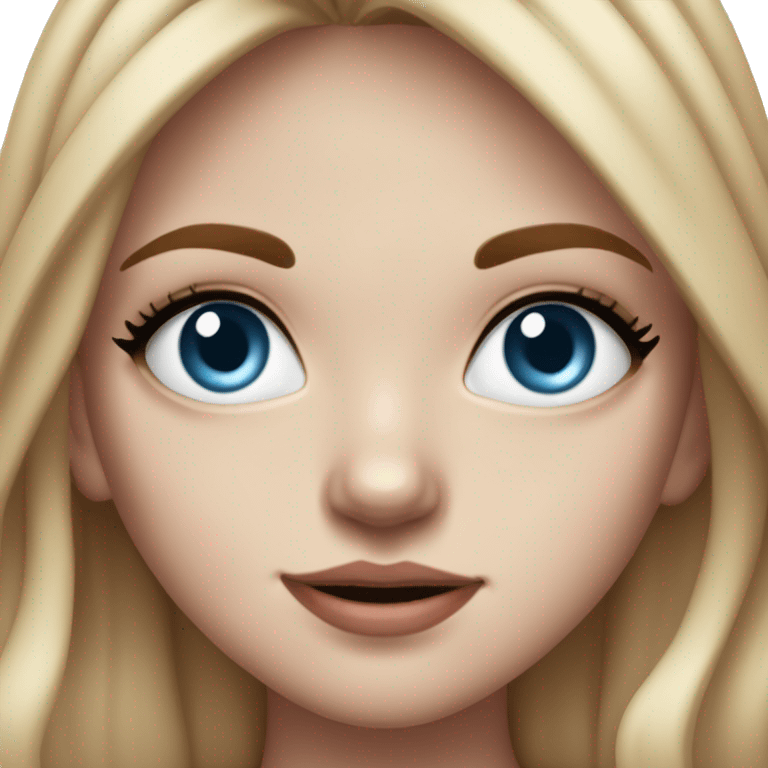 Realistic image of a young white girl, long Burgundy hair, simple black eyeliner, blue eyes, small lips, braces, nose piercing and rosy cheeks  emoji