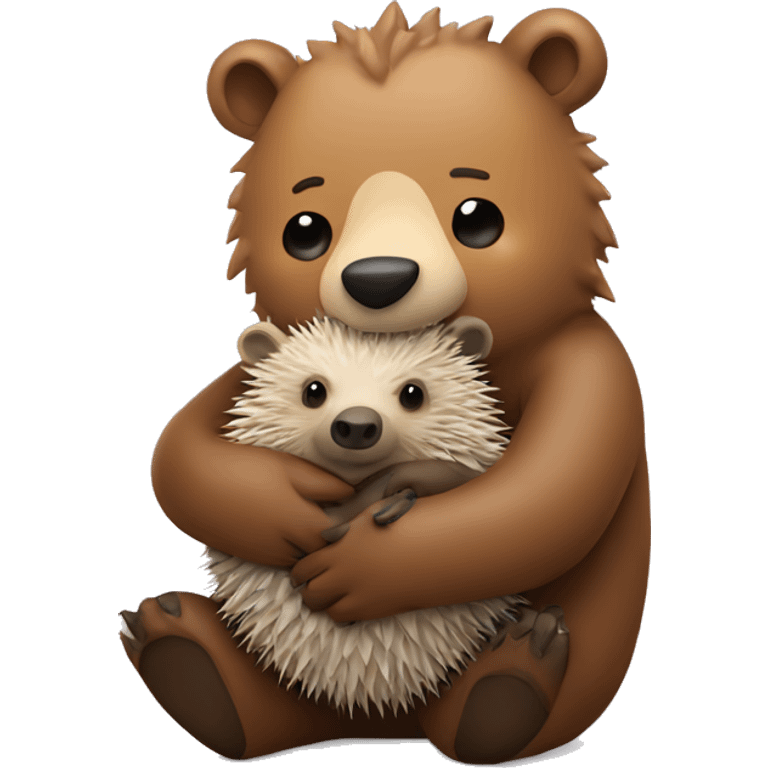 bear hugging hedgehog emoji