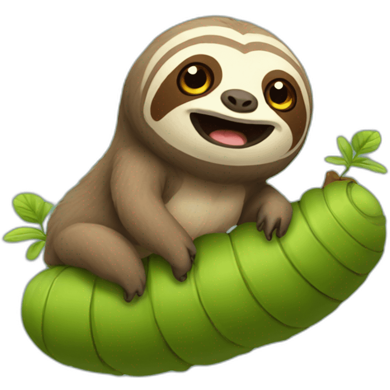 Sloth riding caterpillar emoji