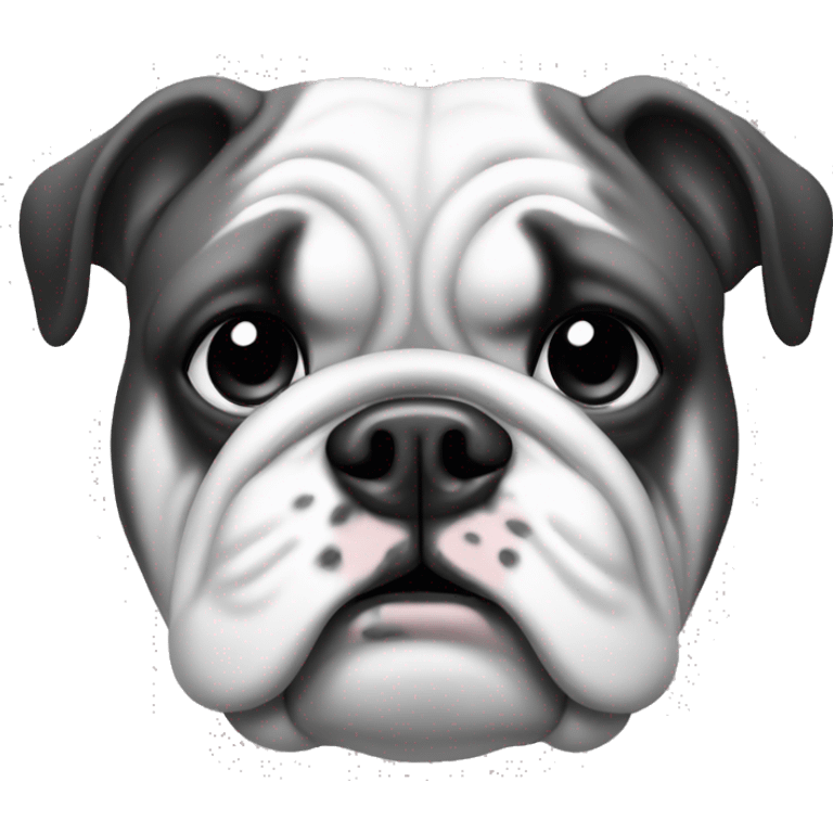 a English bulldog emoji in black and white emoji