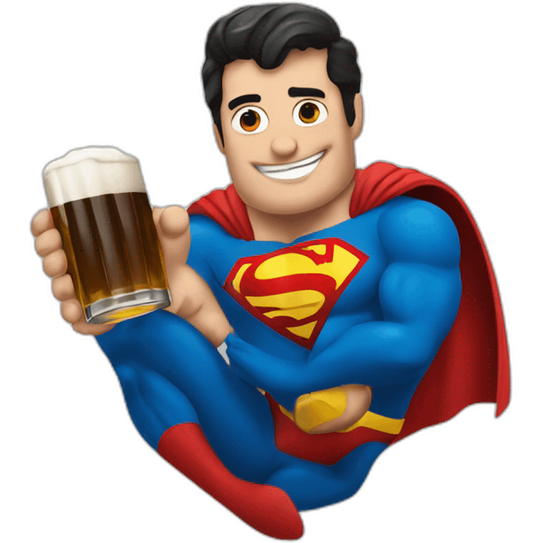 Superman avec une bière et des mouches emoji