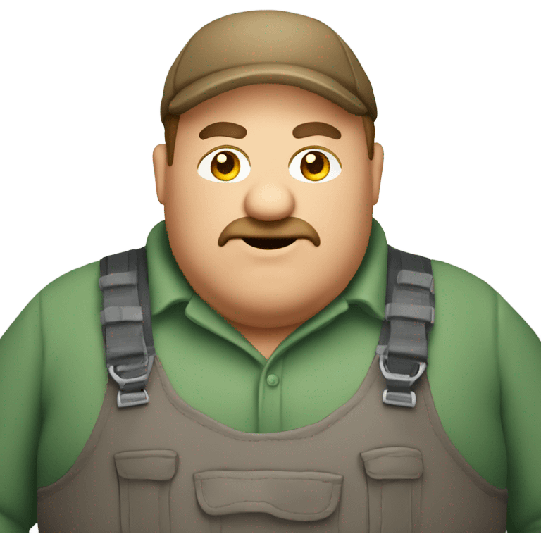 Grumpy fat man wearing waders  emoji